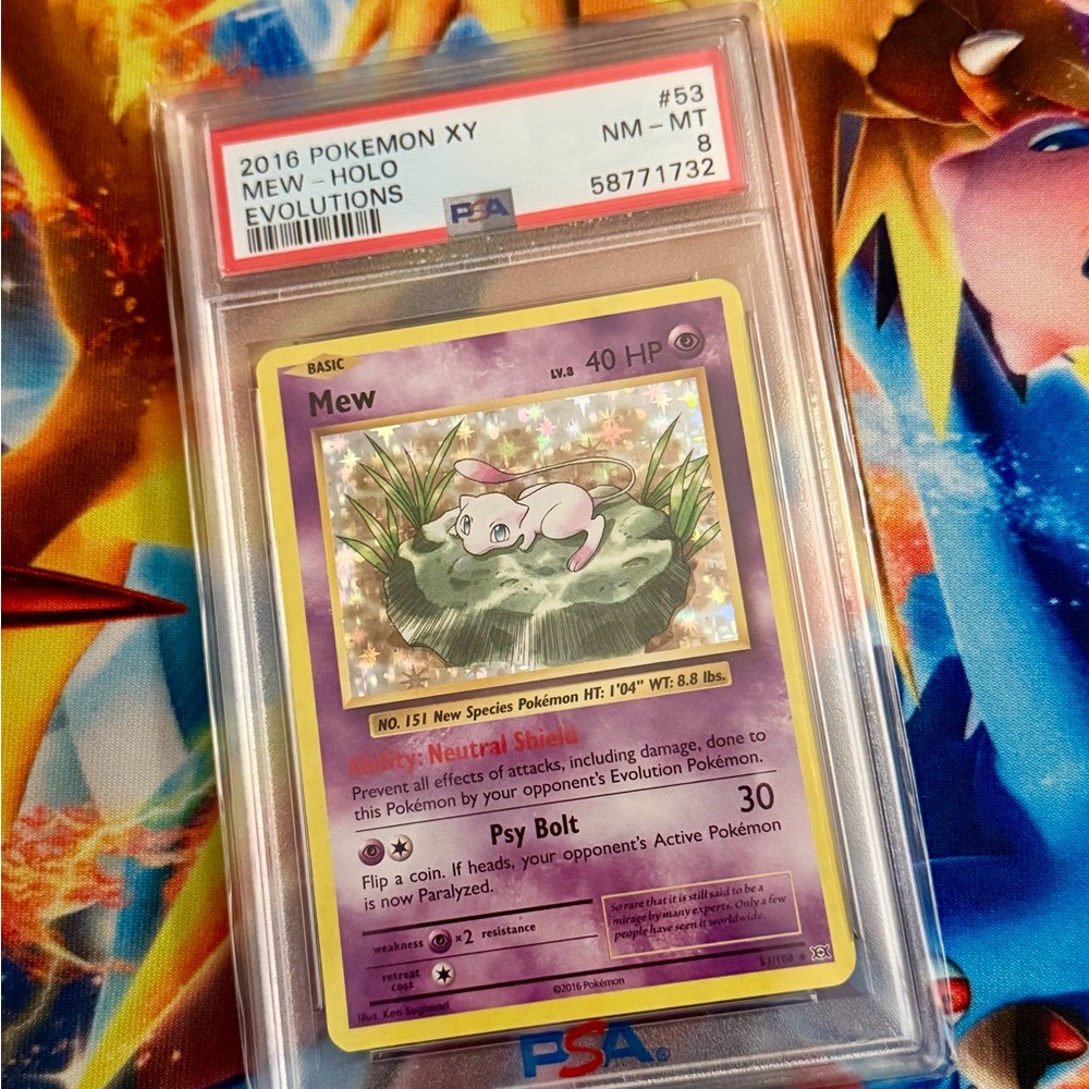 2016 POKEMON XY EVOLUTIONS #53 MEW-HOLO EVOLUTIONS PSA 8